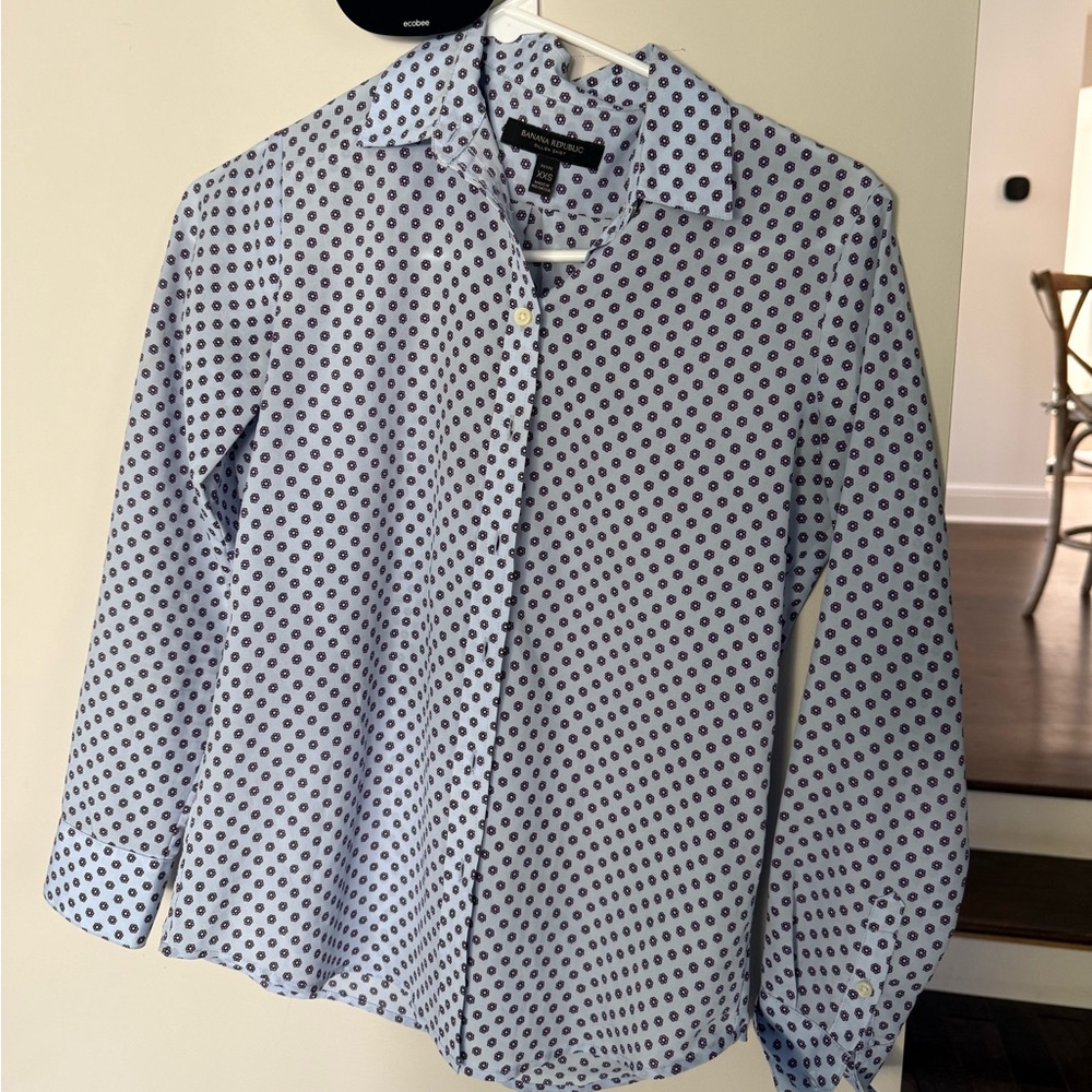 Banana Republic Light Blue Floral Shirt XXS